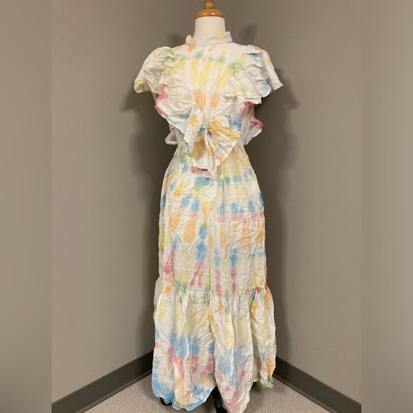 Young, Broke & Fabulous - 🌈Tie Dye Flutter Maxi Dress W Pockets! - Picture 3 of 7